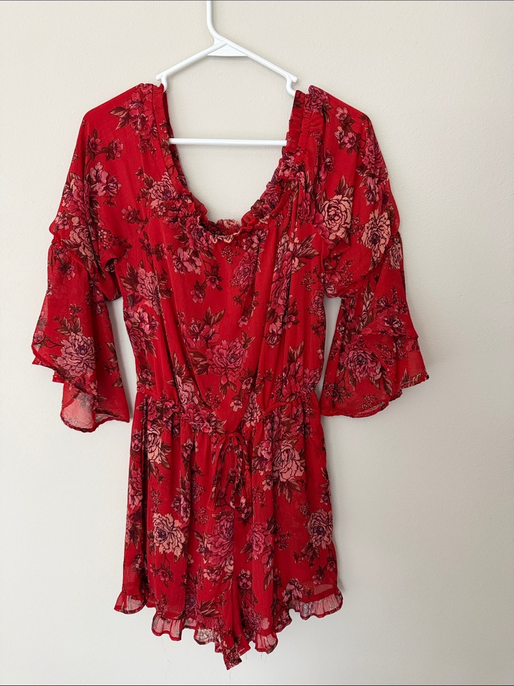 Red Floral Women's Dress Romper - American Eagle